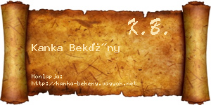Kanka Bekény névjegykártya
